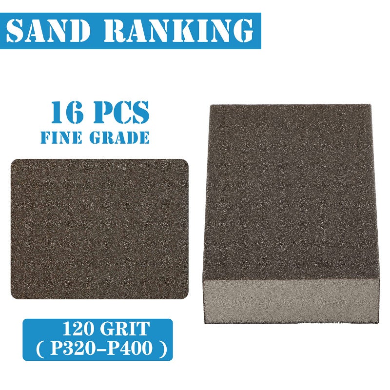 Jamiikury 16Pcs 120 Grit Sanding Blocks, Jamiikury Fine Sanding Sponge Washable and Reusable, Wet Dry Sandpaper Sponge for Wood Metal FurniturePaint and Drywall - Image 2